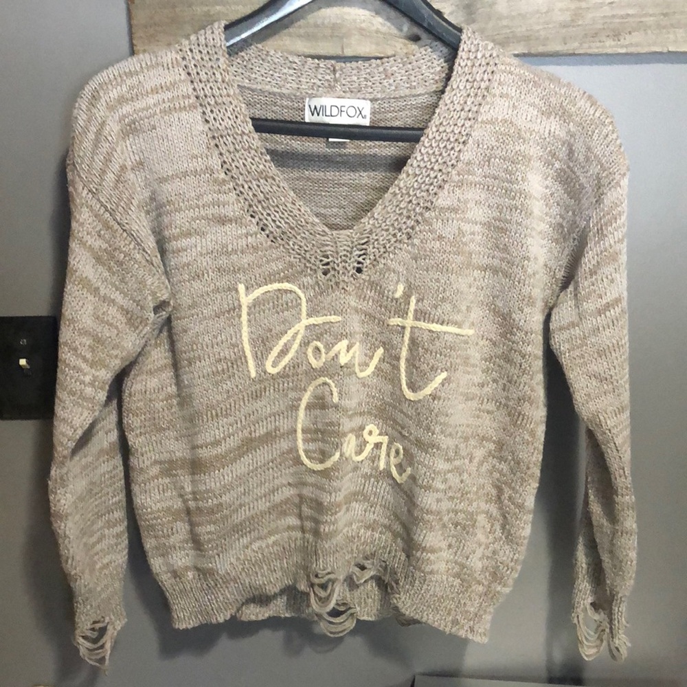 Revolve Wildfox distressed v neck knit sweater
